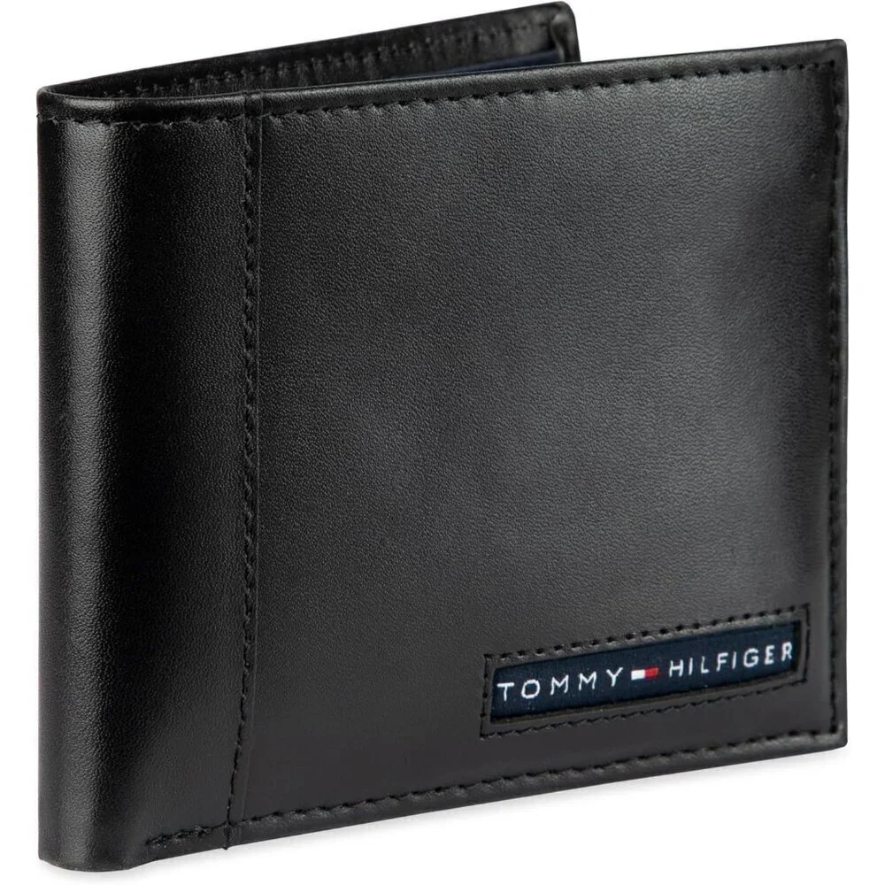🆕Men Black Leather Wallet Slim Bifold with Credit Card Pockets and Removable ID